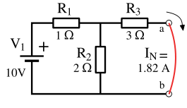 Image du schéma de départ avec la charge en court-circuit