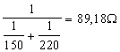 Image d'un exemple du calcul de la résistance équivalentes de deux résistances mises en parallèle